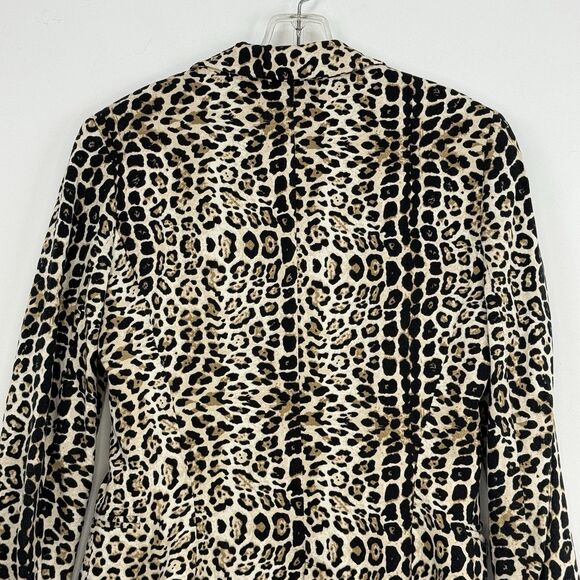 Zara Basics Jacket Size M Leopard Print Stretch Fitted Jersey Viscose - Picture 5 of 16